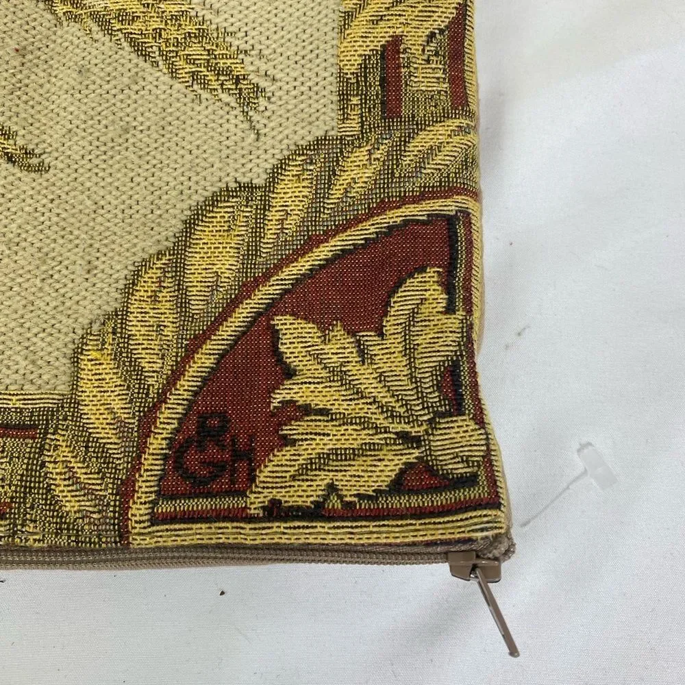 Floral Tapestry Accent Pillow Cover 50s 60s Signed GRH made in France